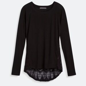 Brixon Ivy Charcoal Long Sleeve Top with Sheer Lace